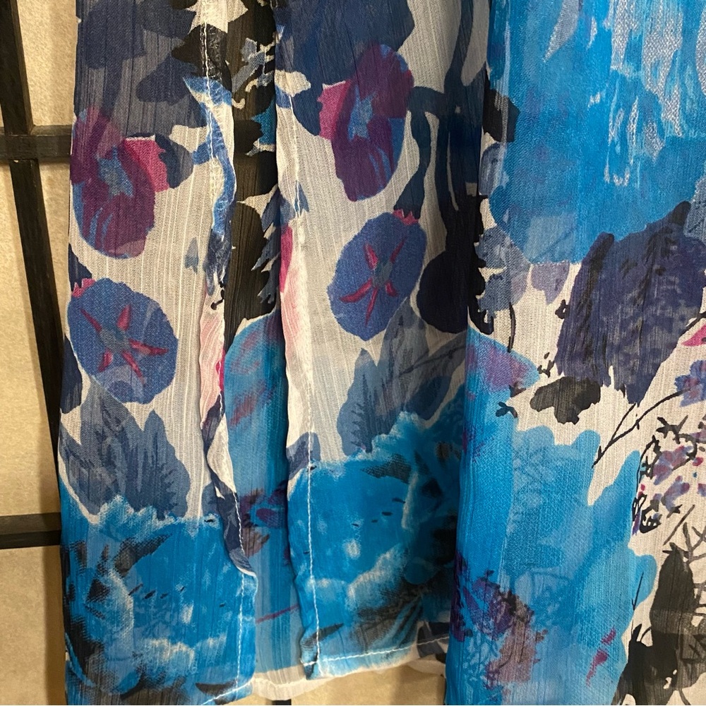 Floral Chiffon Sheer Pastel Colors Tunic Top Blouse Size XL - Picture 6 of 10